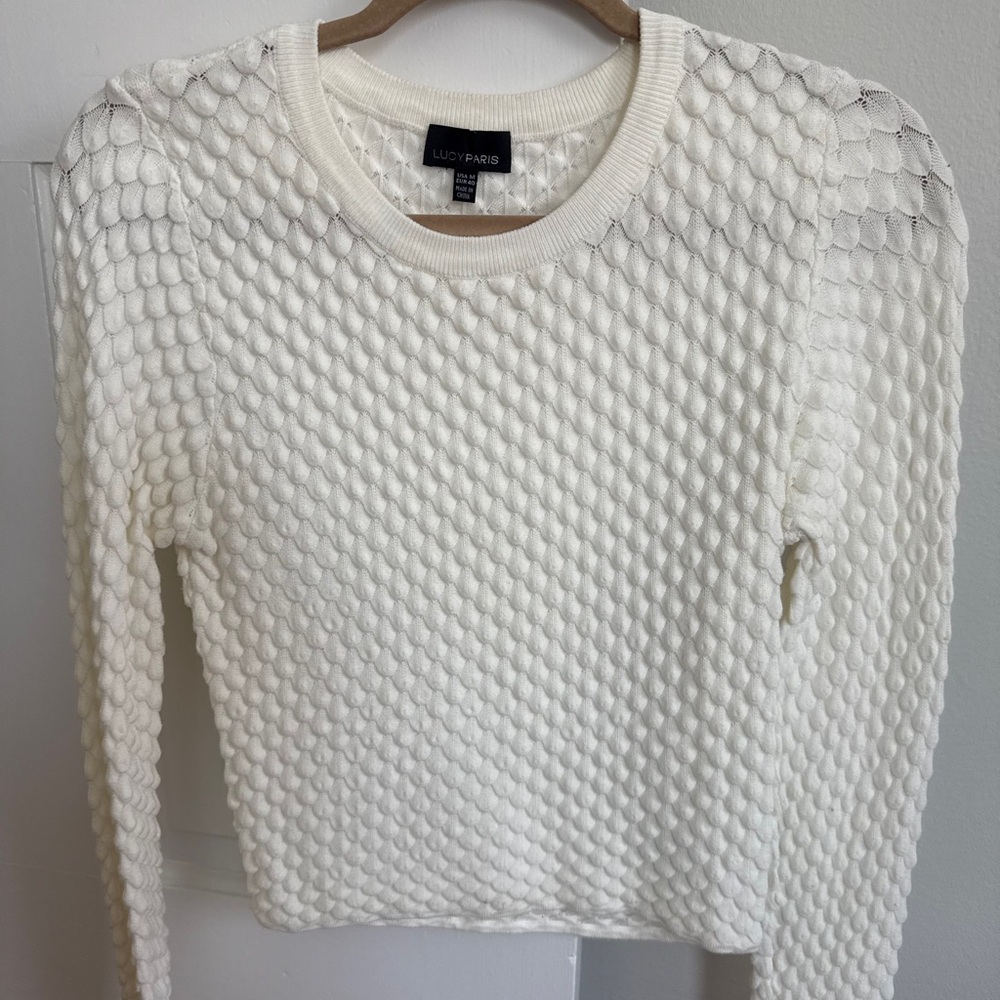 Lucy Paris Cream Textured Knit Top